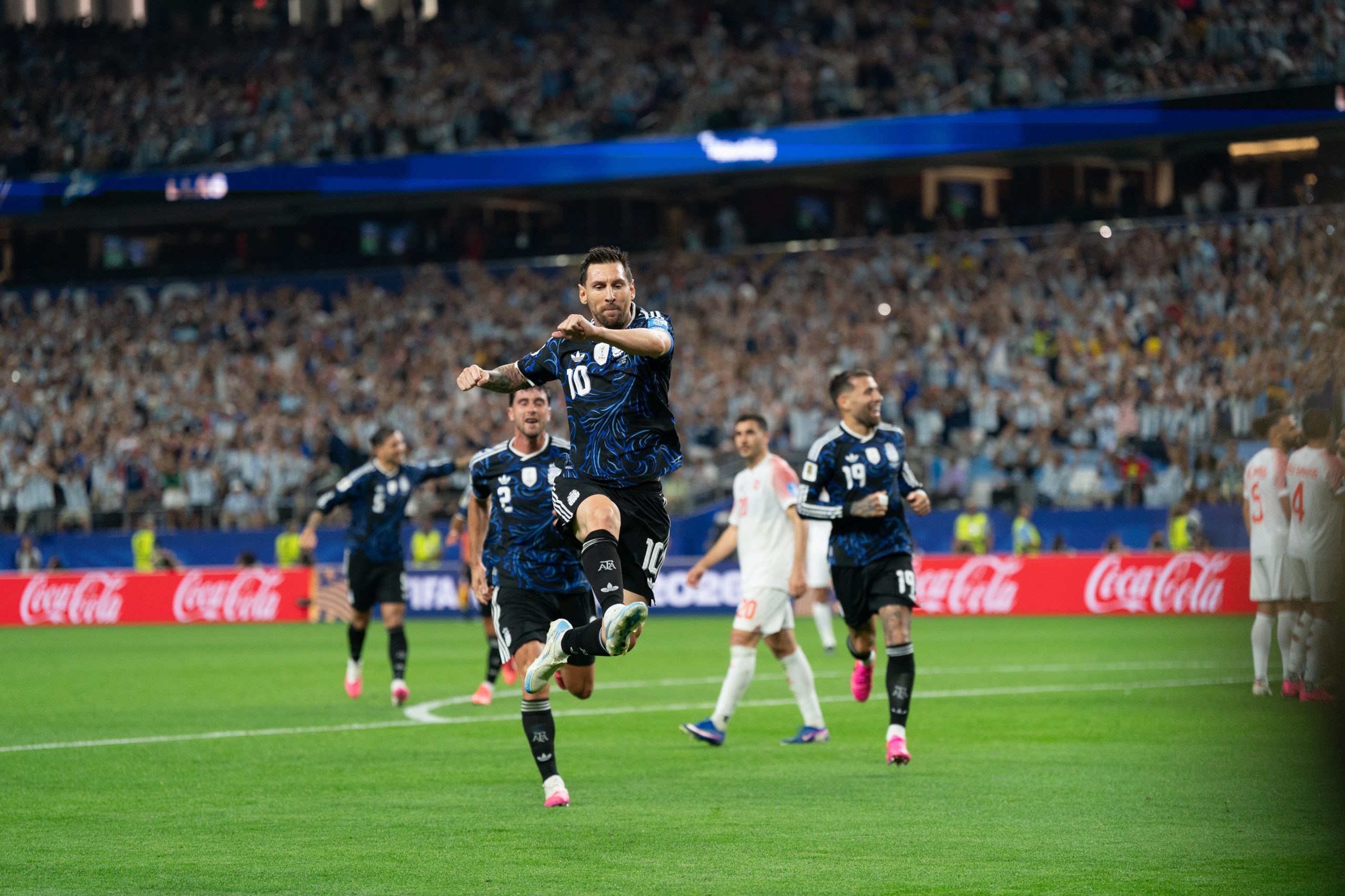 Messi jumping in celebration